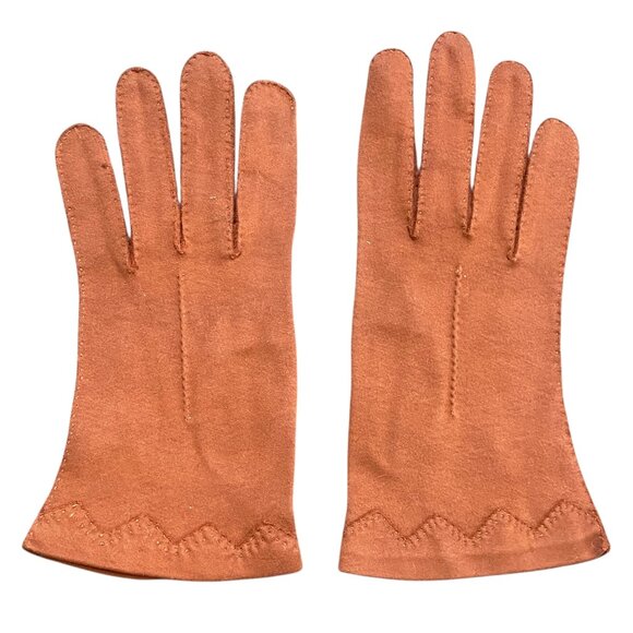 Vintage Elvette by Dawnelle Hand Sewn Occasion Gloves Sz 7-1/2 Rust #186Q - Picture 1 of 6